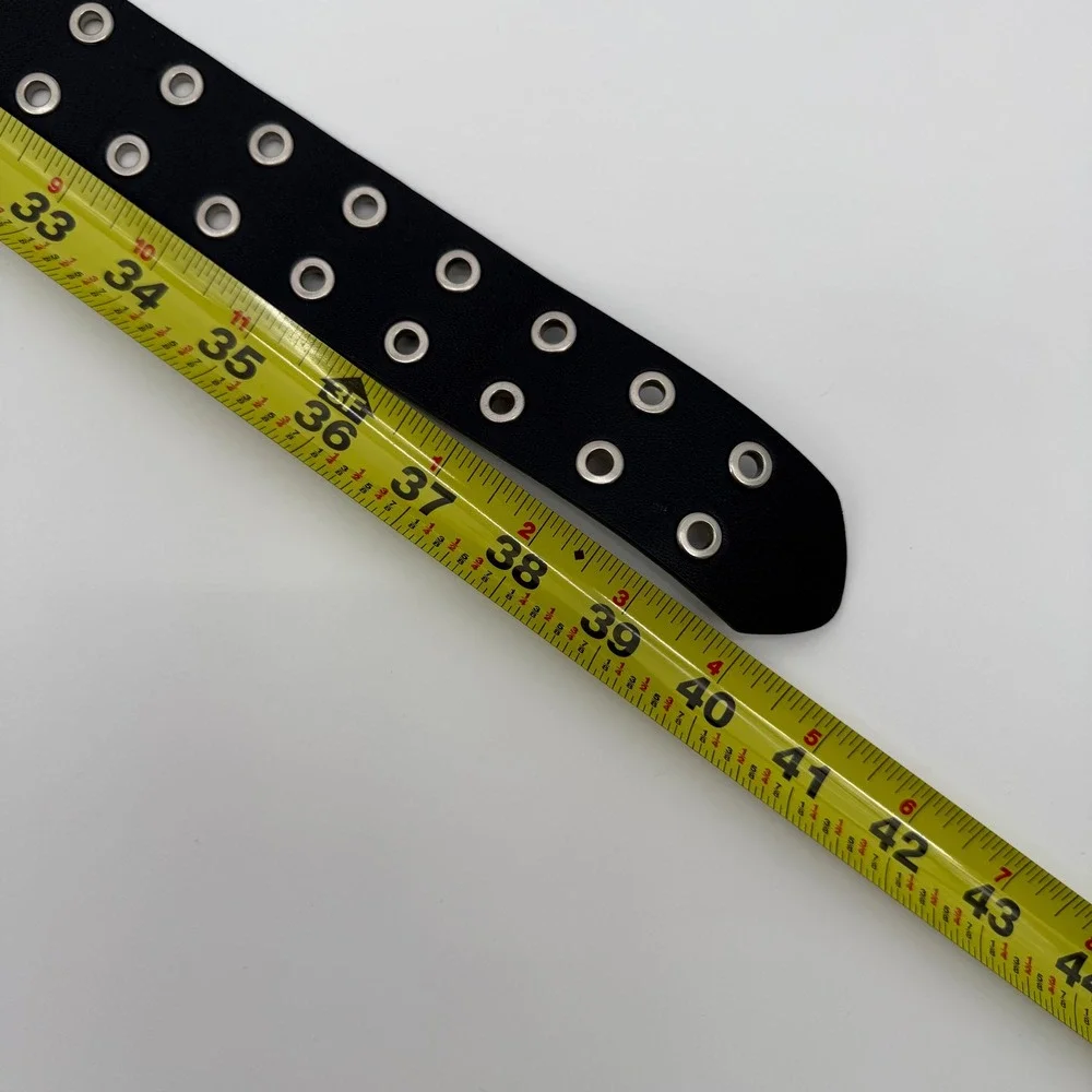 Grommet Belt Unisex Large Black Double Prong Punk Grunge Emo Goth Edgy